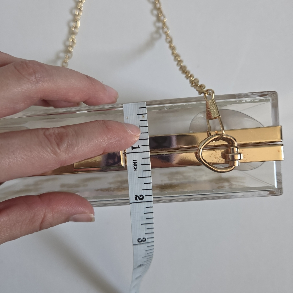 Clear daisy floral acrylic resin clutch gold chain ditsy girly statement cute - Picture 6 of 7